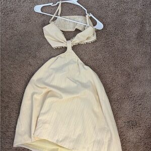Elegant Cream Halter Dress